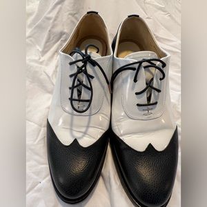 The Office of Angela Scott Mr. Evans Wing tip in black and white size 38 us 7.5